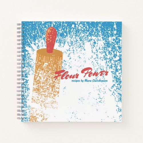 Flour rolling pin personalized recipe cookbook notebook
