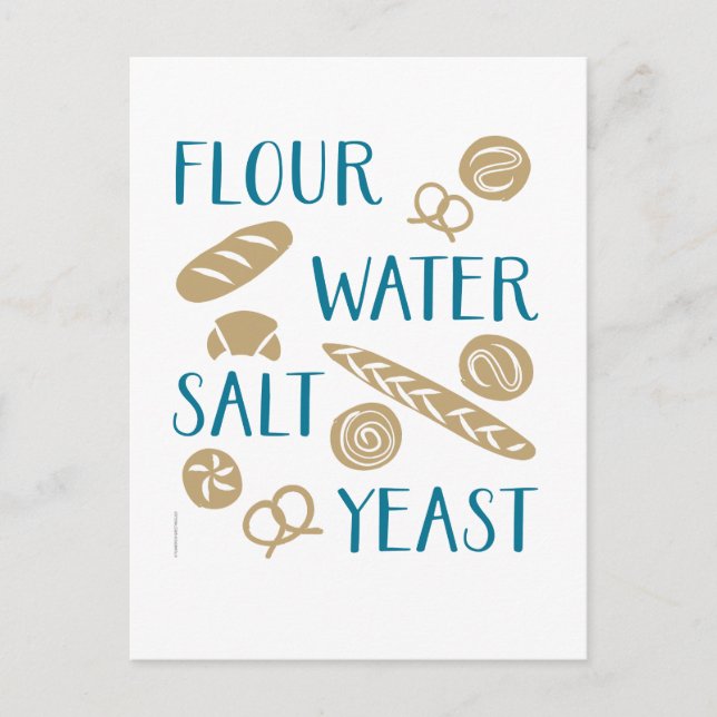 Flour Water Salt Yeast Baking Postcard (Front)