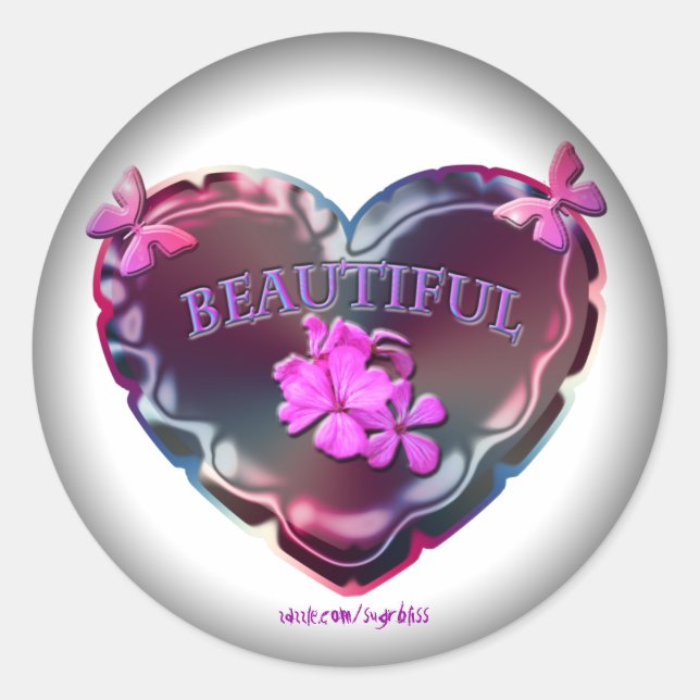 Flourescent Heart Round Stickers (Front)