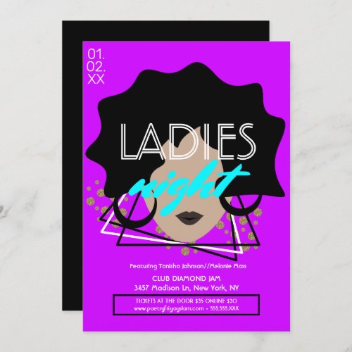 Flourescent Night Club Ladies Promotional Flyer Invitation