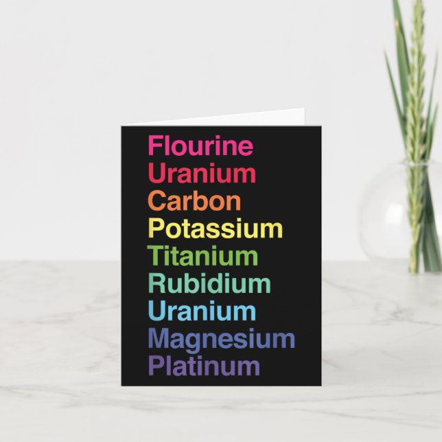 Flourine Uranium Carbon Potium Titanium Rubidium U Card (Front)