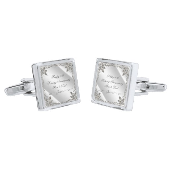 Flourish 60th Diamond Anniversary Cufflinks (Angled)