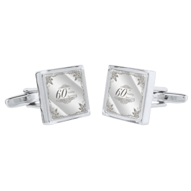 Flourish 60th Diamond Anniversary Cufflinks (Angled)