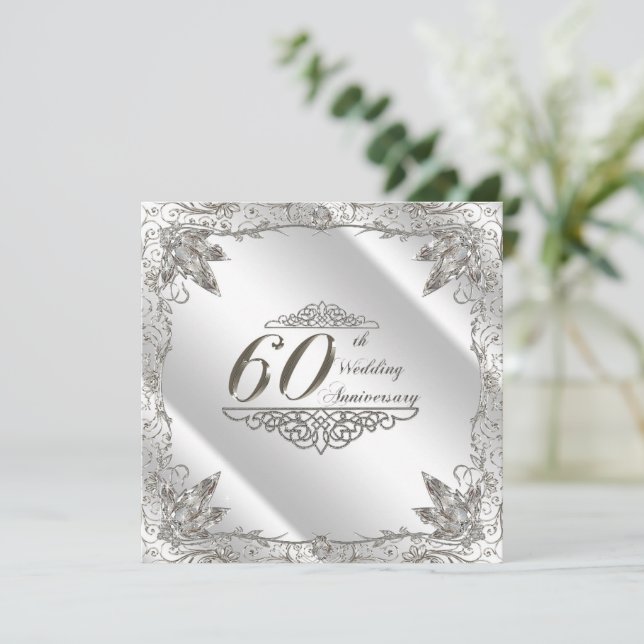 Flourish 60th Diamond Wedding Anniversary Invite (Standing Front)