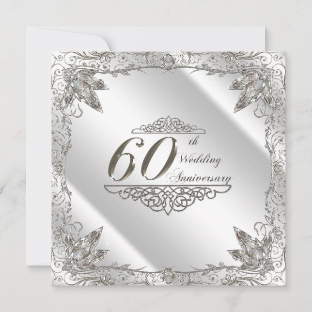 Flourish 60th Diamond Wedding Anniversary Invite, Zazzle in 2023