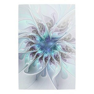 Flourish, Abstract Modern Blue Flower Fractal Art