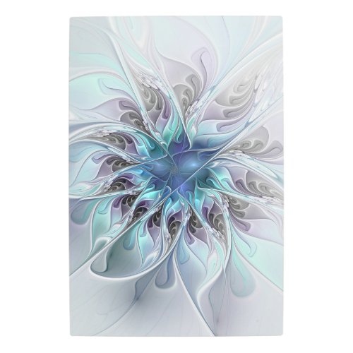 Flourish Abstract Modern Blue Flower Fractal Art