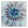 Flourish Abstract Modern Fractal Flower With Blue Acrylic Print