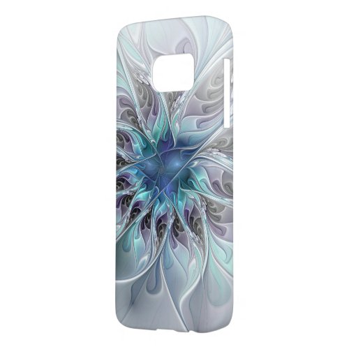 Flourish Abstract Modern Fractal Flower With Blue Samsung Galaxy S7 Case