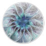 Flourish Abstract Modern Fractal Flower With Blue Ceramic Knob
