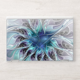 Flourish Abstract Modern Fractal Flower With Blue HP Laptop Skin
