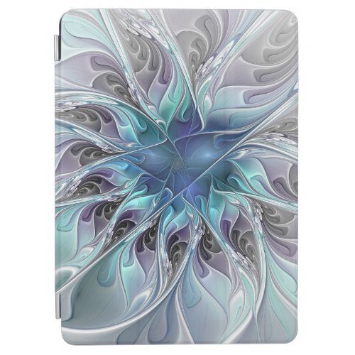 Flourish Abstract Modern Fractal Flower With Blue iPad Air Cover