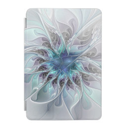 Flourish Abstract Modern Fractal Flower With Blue iPad Mini Cover