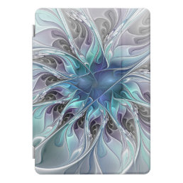Flourish Abstract Modern Fractal Flower With Blue iPad Pro Cover