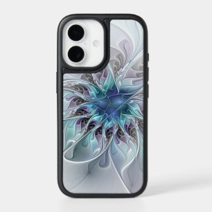 Flourish Abstract Modern Fractal Flower With Blue iPhone 17 Case