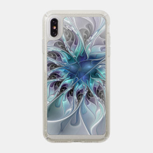 Flourish Abstract Modern Fractal Flower With Blue Speck iPhone XS Max Case