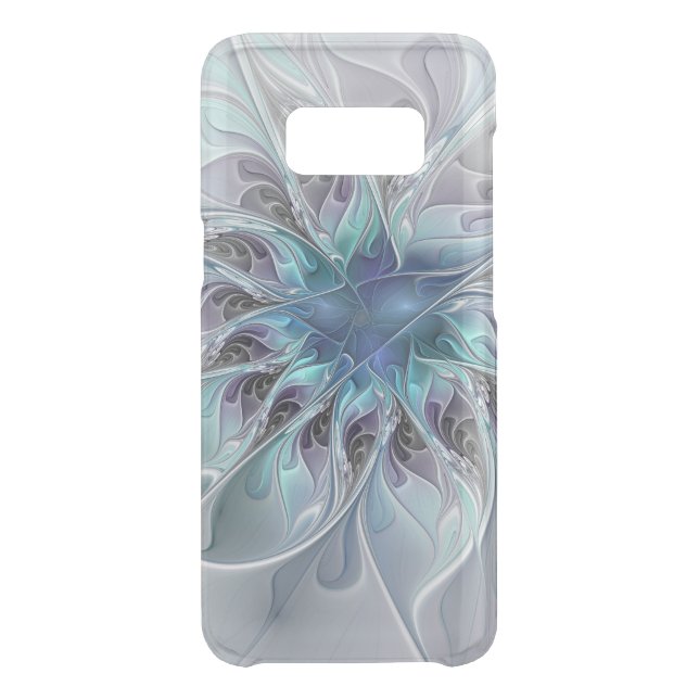 Flourish Abstract Modern Fractal Flower With Blue Uncommon Samsung Galaxy Case (Back)