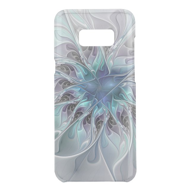Flourish Abstract Modern Fractal Flower With Blue Uncommon Samsung Galaxy Case (Back)
