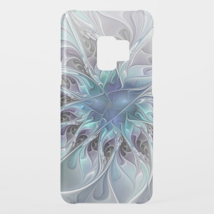 Flourish Abstract Modern Fractal Flower With Blue Uncommon Samsung Galaxy S9 Case