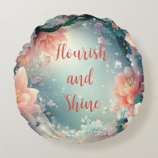 Flourish and Shine Floral Round Pillow