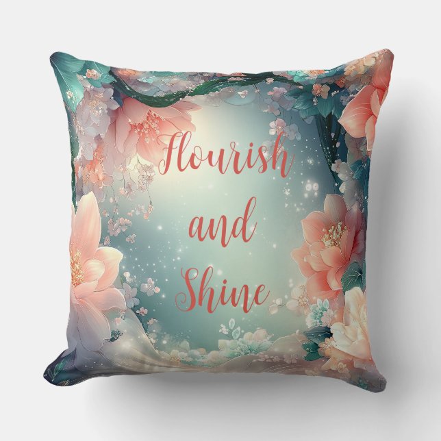 Flourish and Shine Floral Throw Pillow (Front)