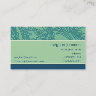 Flourish Aqua Blue Teal Business Card Template