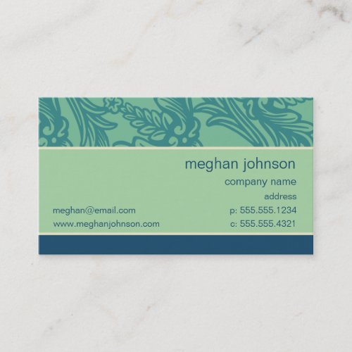 Flourish Aqua Blue Teal Business Card Template