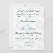 flourish aqua monogram elegant wedding Invitations (Back)
