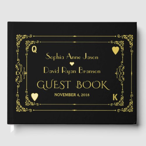 Flourish Art Deco Casino Las Vegas Poker Wedding Foil Guest Book