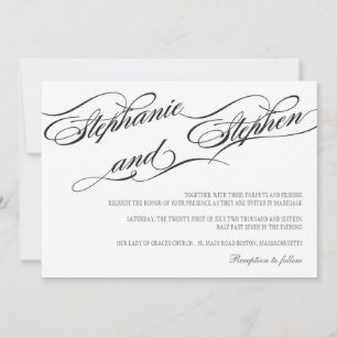 Flourish Black and White Wedding Invitation