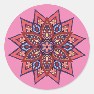 Flourish Boho Mandala Classic Round Sticker