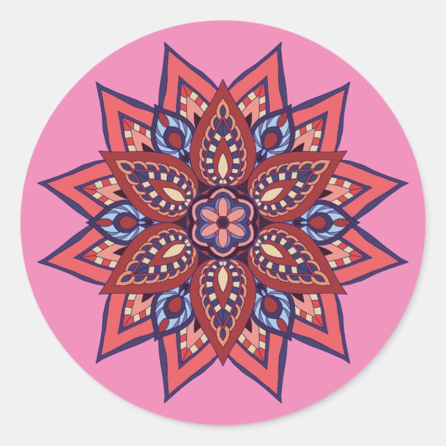 Flourish  Boho Mandala Classic Round Sticker (Front)