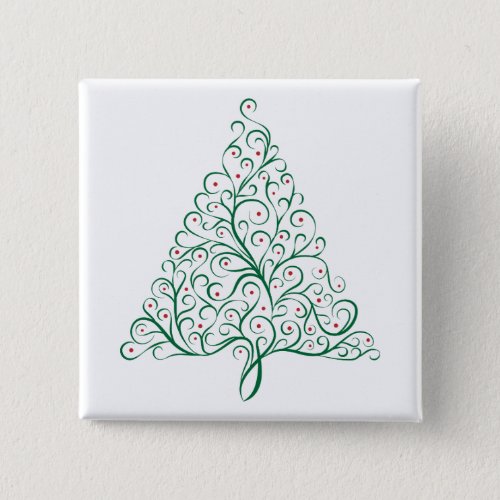 Flourish Christmas Tree in Red and Green Button