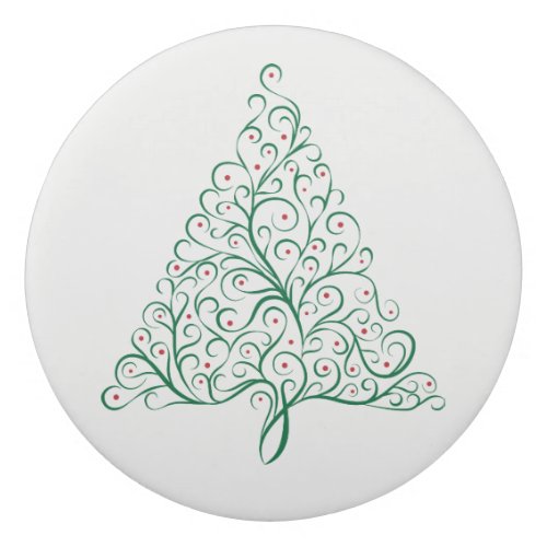 Flourish Christmas Tree in Red and Green Eraser