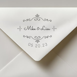 Flourish Couple Names Wedding Save the Date Self-inking Stamp