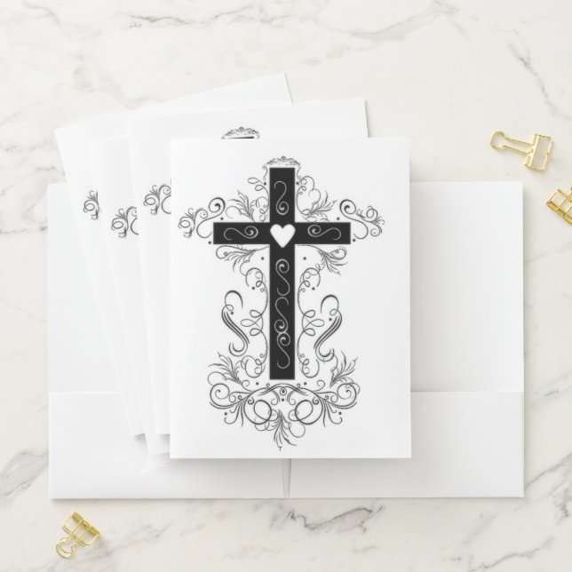 Flourish cross pocket folder (In Situ)