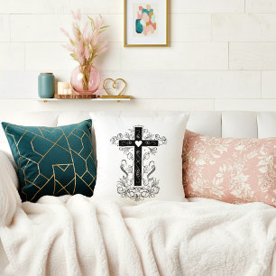 Flourish cross throw pillow