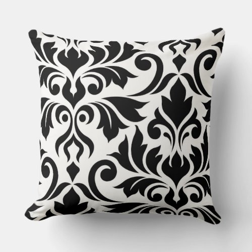 Flourish Damask 2Way Art I BW Throw Pillow