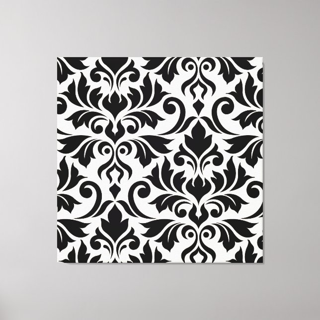 Flourish Damask Art I Black on Cream Canvas Print (Front)
