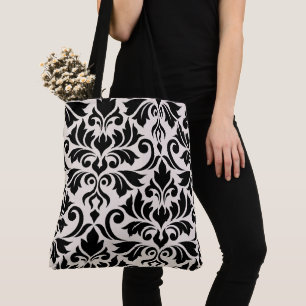 Flourish Damask Art I Black on Cream Tote Bag
