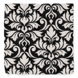 Flourish Damask Art I Cream on Black Bandana