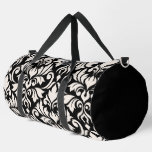 Flourish Damask Art I Cream on Black Duffle Bag