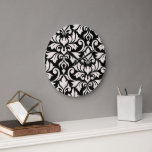 Flourish Damask Art I Cream on Black Large Clock