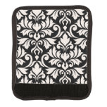 Flourish Damask Art I Cream on Black Luggage Handle Wrap