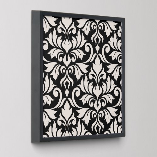 Flourish Damask Art I Cream on Black Peel And Stick Photo Tile