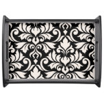 Flourish Damask Art I Cream on Black Serving Tray