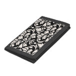 Flourish Damask Art I Cream on Black Trifold Wallet