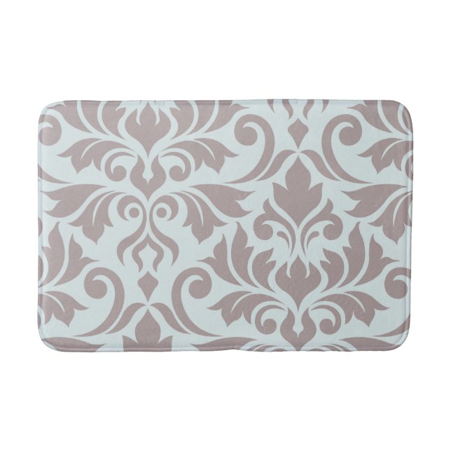 Flourish Damask Art I Taupe on Duck Egg Blue Bath Mat (Front)