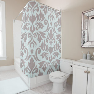 Flourish Damask Art I Taupe On Duck Egg Blue Shower Curtain