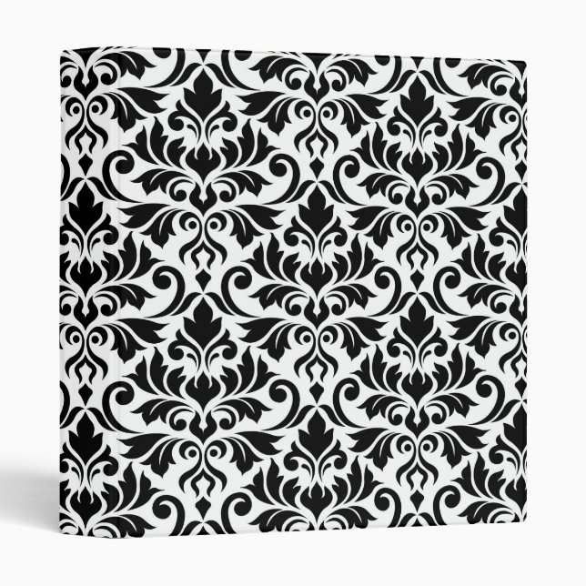Flourish Damask Big Pattern Black on White Binder (Front/Spine)
